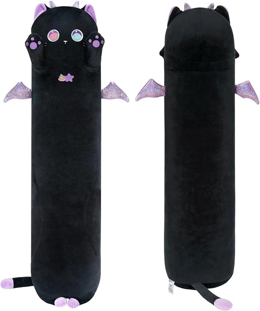 Long Cat Plush Body Pillow, Cute Purple Big Eyes Cat Stuffed Animals Kawaii Plushies, Squishy Body Pillow Plush Toys for Kids Girls Boys (44 Inches)