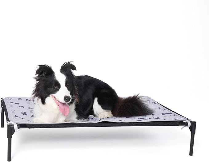 Forher Assemblable Metal Frame Puppy Elevated Dog Bed, Portable Dog Bed, Easy to Clean, Breathable mesh, Puppy cat Bed, Indoor and Outdoor use, Travel, Camping，pet Bed Off The Ground,XL-Black…