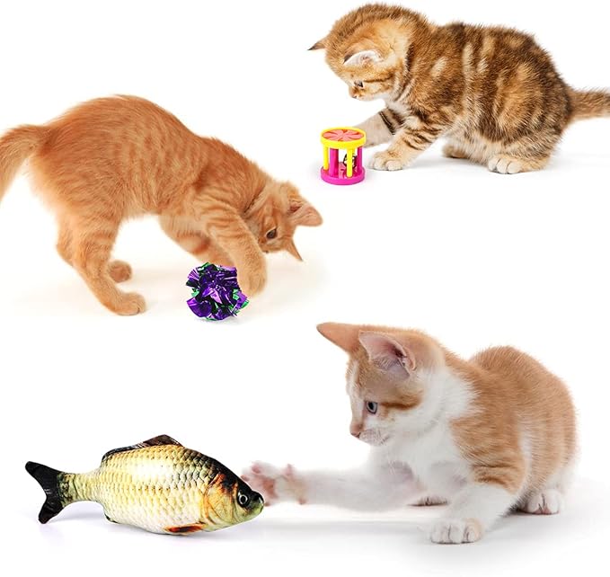 32 PCS Cat Toys Kitten Toys, Variety Catnip Toys with Rainbow Tunnel Interactive Cat Feather Teaser Fluffy Mouse Crinkle Balls Spring Toy Set for Cat, Kitty