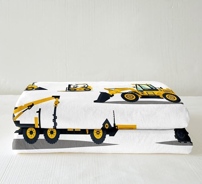 Feelyou Construction Site Fleece Throw Blanket Kids Toddler Excavator Truck Flannel Sherpa Blanket Soft Comfort Plush Blankets for Boys & Girls 50"x60"