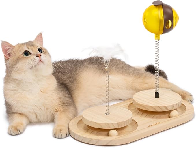 MEWOOFUN Cat Toy, Interactive Cat Toys for Indoor Cats and Kittens, Cat Treat Toy with Circle Ball Track