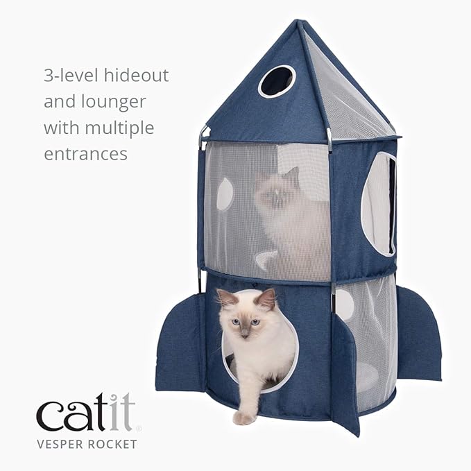 Catit Vesper Rocket Cat Tower, Blue, 42001