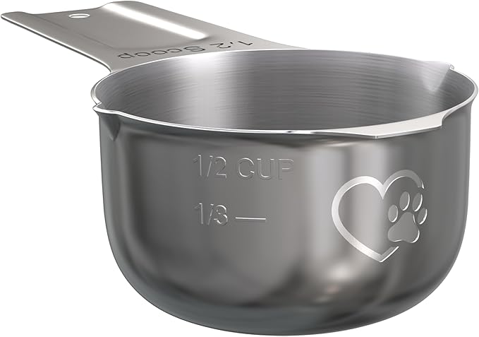 Color Up Dog and Cat Food 1/2 Scoop Premium Pet Food Measuring Cup - Stainless Steel (1/2 Scoop (1/2 Cup))