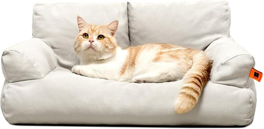 MEWOOFUN Pet Sofa Bed for Medium Pets Cat Couch Cat Bed with 26×19×13 Inch Removable Washable Cover Nonskid Bottom Puppy Couch Pet Bed up to 25 lbs (Grey)