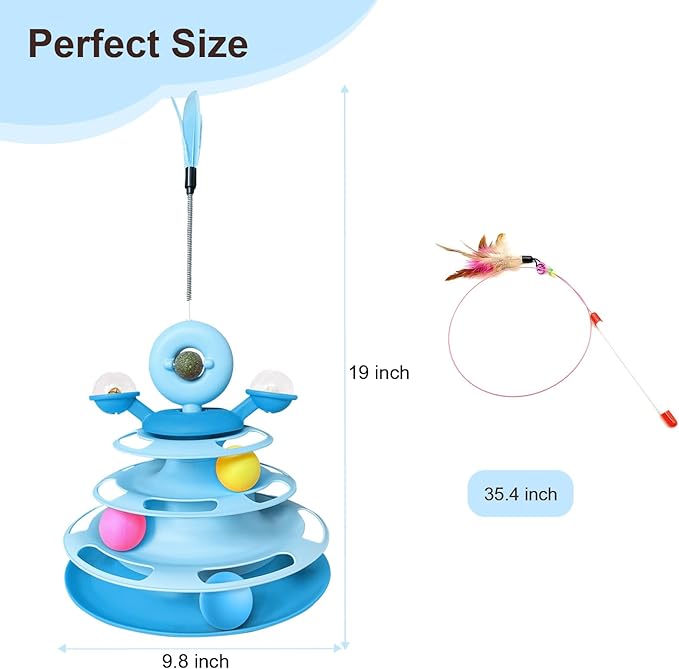 Interactive Cat Toy Kitten Toys Cat Toys with Catnip Balls Cat Toys for Indoor Cats Cat Ball Toy Cat Toys for Bored Indoor Adult Cats Blue