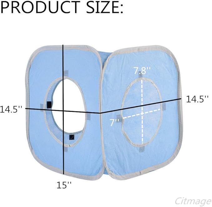 Citmage Cat Cube Pop Up Non-Woven Fabric Play Tent Toy with Hook and Loop,3 Peek Holes Collapsible,Lightweight,Provide Exercise Game for Cats,Kitties,Puppies (Blue)