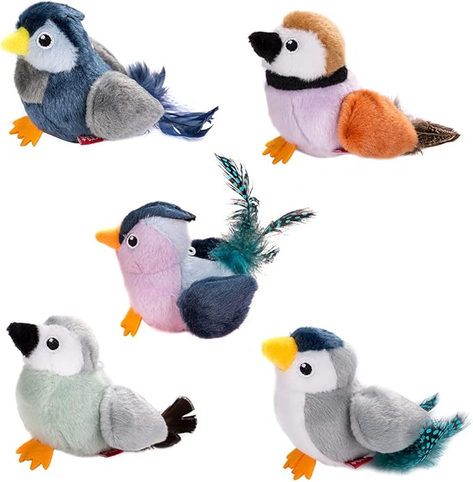 Cat Toys Bird Simulation Cat Toys Cute and Vivid Cat Toy for Cats Play and Exercise Pet Indoor Dancing Playing Toy (Brown)