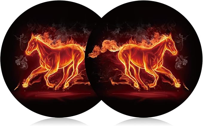 Car Cup Holder Coaster 2PCS Cool Fire Horse Car Coasters Car Cup Holder Insert Coasters Mats Compatible with Ford Mustang Bronco