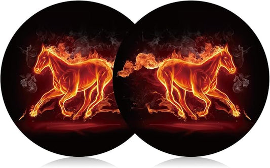 Car Cup Holder Coaster 2PCS Cool Fire Horse Car Coasters Car Cup Holder Insert Coasters Mats Compatible with Ford Mustang Bronco