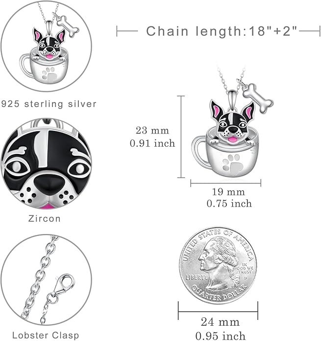 Black Cat/Pug/Boston Terrier/Capybara/Yorkie/Beagle/Maltese/Corgi Necklace 925 Sterling Silver Cute Animal Jewelry for Women