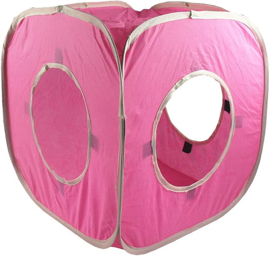 Citmage Cat Cube Pop Up Non-Woven Fabric Play Tent Toy with Hook and Loop,3 Peek Holes Collapsible,Lightweight,Provide Exercise Game for Cats,Kitties,Puppies (Pink)