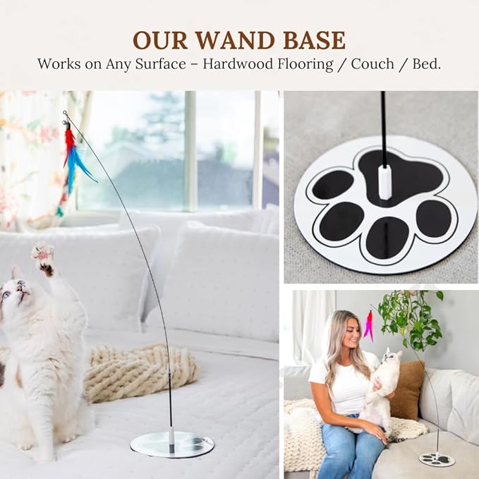 Multisurface Base Cat Wand Toy Cat Toy Feather Wand Suction Cup Feather Cat Toy Cat Toy Feather Wandsuction Cup Feather Cat Toy Interactive Toys Cat Toys Cat Wand Toys For Cats Indoor Kitten Toy