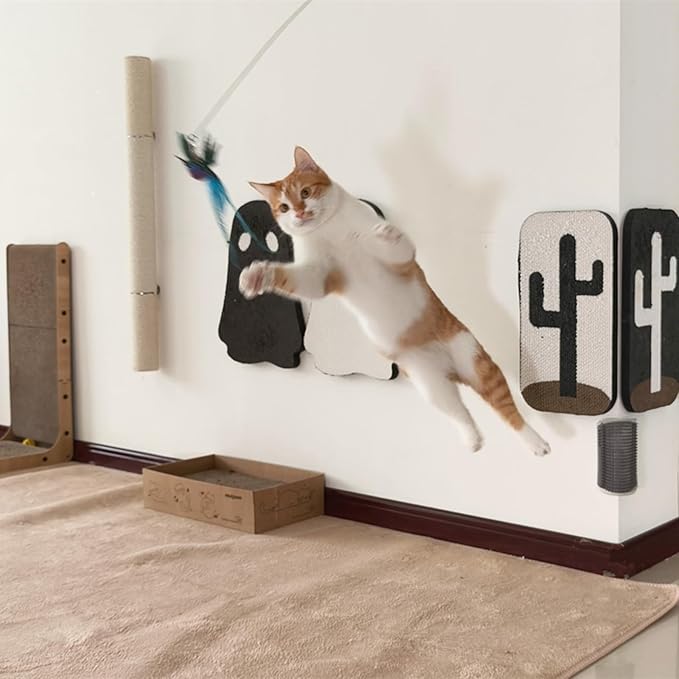 Interactive Cat Toys for Indoor Cats - 35'' Steel Wire and 6PCS Cat Feather Bird Toys Refills,Cat Teaser Toy,Cat Wand Toy ,Feathers & Bells, Realistic Bird Impression (7 PCS Cat Wand Toy Birds)