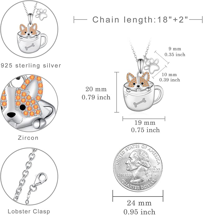 Black Cat/Pug/Boston Terrier/Capybara/Yorkie/Beagle/Maltese/Corgi Necklace 925 Sterling Silver Cute Animal Jewelry for Women