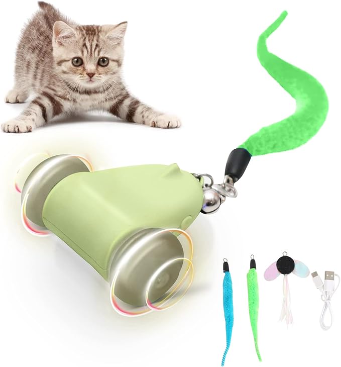 CZPET Cat Toys Kitten Jump Exercise Interactive Replaceable Elastic Automatic Toy Funny Cat Teaser Various Developmental Puzzle Toys Feather Mouse