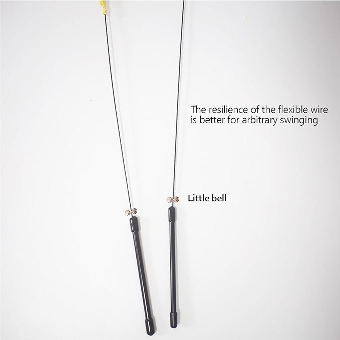 IUHKBH Cat Wands, 2 PCS Steel Wire Cat Feather Toys Long Pole Cat Teaser Wand with Bell Interactive Cat Toy for Cats and Kitties