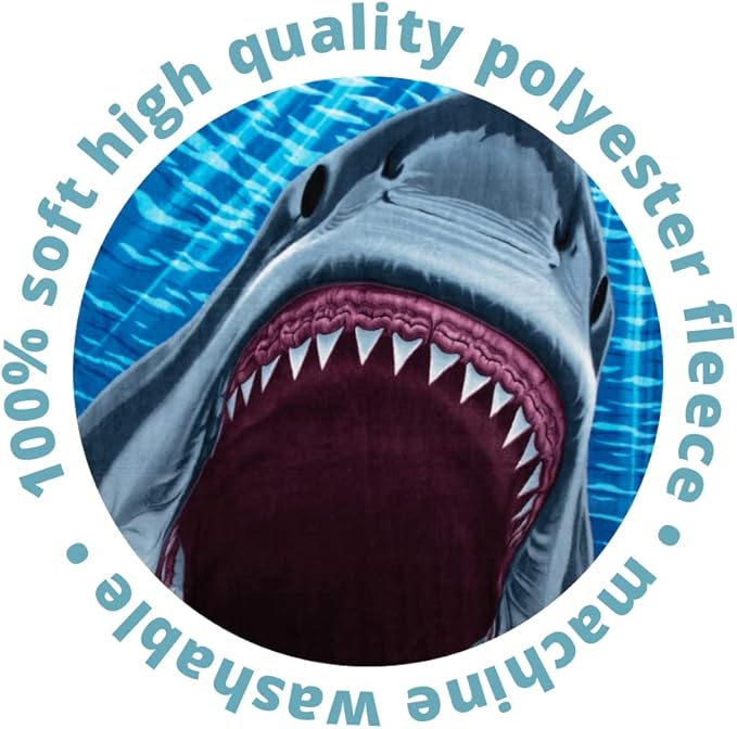 Dawhud Direct White Shark Fleece Blanket - 50x60-Inch Soft Plush Throw for Kids and Adults - Cozy Shark Blanket for Bed, Couch, or Outdoor Use - Ideal for Sharks Lovers and Bedroom Decoration