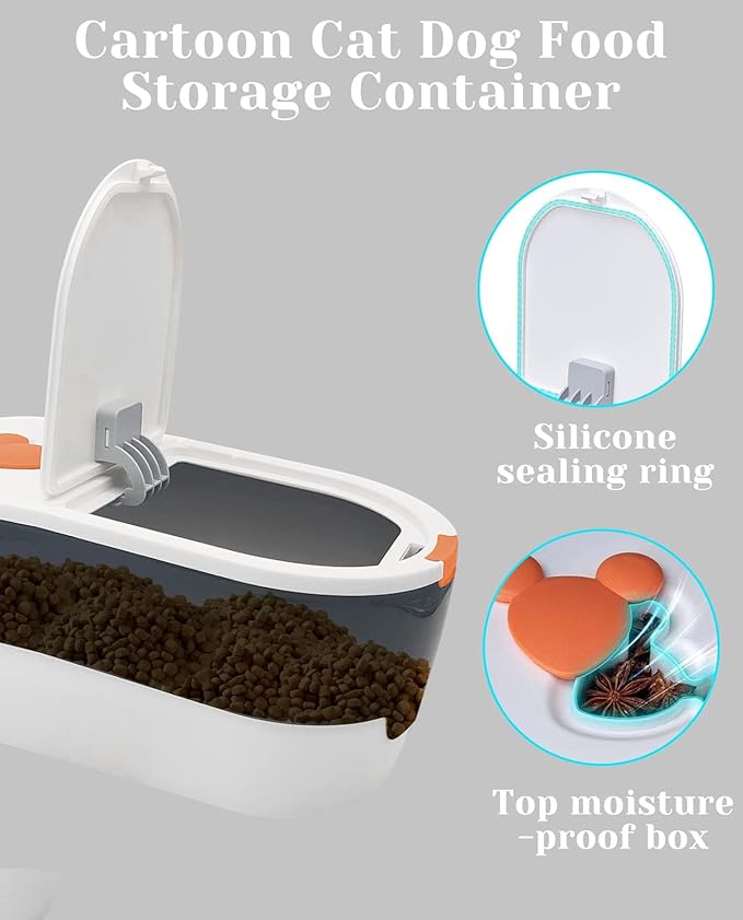 BNOSDM Airtight Cat Food Storage Container for Pet Dog Foods Storage Bins with Scooper Translucent Plastic Pets Dogs Cats Birds Dry Feed Dispenser, Kitchen Rice Cereal Flour 8 lb
