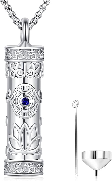 Aniu Cremation Jewelry for Ashes S925 Sterling Silver Urn Necklace Memorial Necklace for Human Ashes of Loved Ones Keepsake Pendant for Men Women
