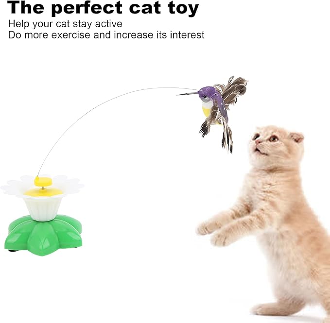 Zerodis Electric Flying Bird Cat Toy, Rotating Bird Cat Toy Bird Cat Toy Fluttering Sound for Kitten Small Animals