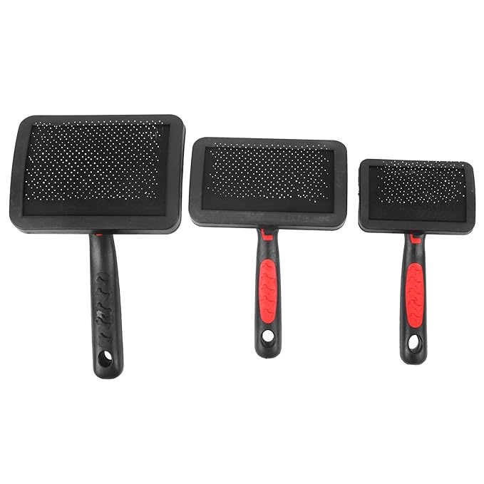 3 Pcs Cat Slicker Brush, Portable Cat Dog Slicker Brush Pet Cat Grooming Brush Massage Comb Set Accessory Easy to Use for Long Short Haired Dogs Cats