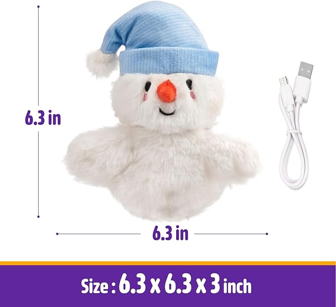 Interactive Christmas Cat Toys, Flapping Snowman Cat Toys, Lifelike Bird Chirp, USB Rechargeable Catnip Toy for Bored Indoor Cats Chase Exercise, 3 Modes