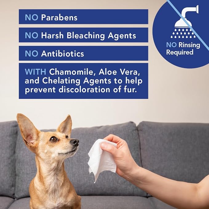 ANGELS’ EYES Face, Eye & Paw Cleansing & Tear Stain Wipe, Large 4”x7” Hypoallergenic Dog & Cat Wipes, Reduce Tear Stains, Dirt, and Discharge, Fragrance Free, 40 Count