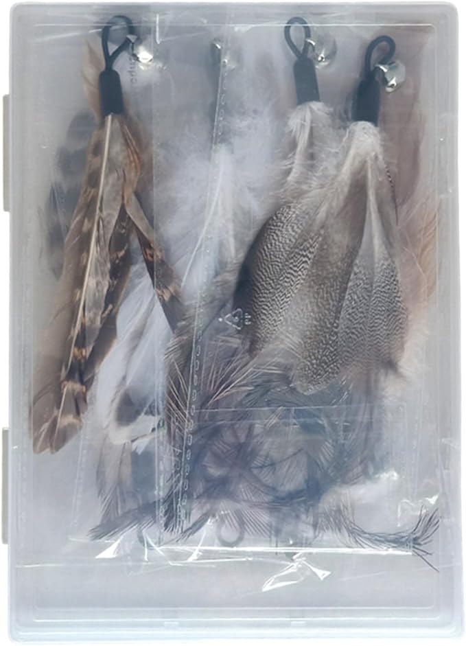 Natural unstained Feathers,8PCS Cat Feather Toys Replacement Cat Toy Wand Refills, Cat Feathers Refill for Indoor Cats,Perfect Wand Attachments