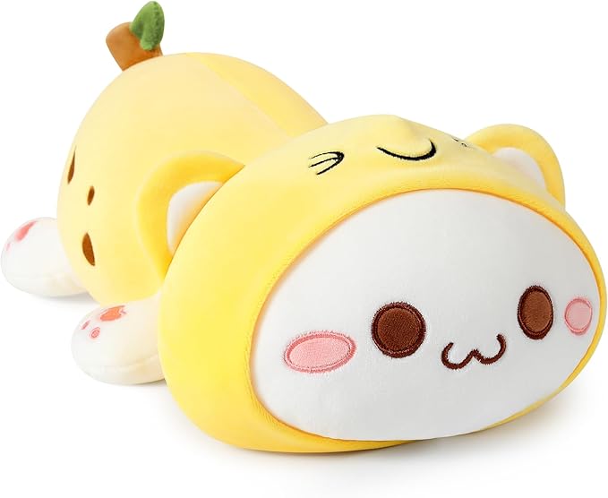 Onsoyours Cute Kitten Banana Cat Plush Toy Stuffed Animal Kitty Soft Banana Plushie Pillow for Kids (Banana Cat, 12")