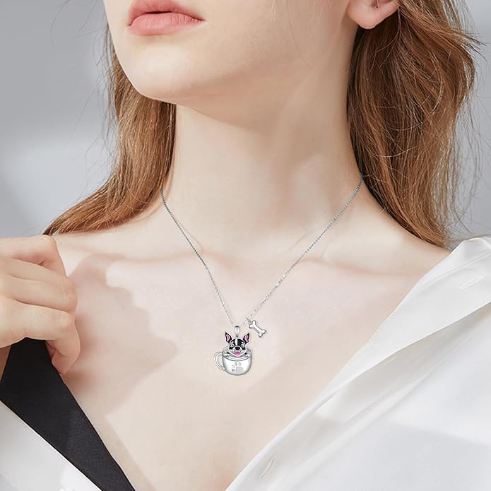 Black Cat/Pug/Boston Terrier/Capybara/Yorkie/Beagle/Maltese/Corgi Necklace 925 Sterling Silver Cute Animal Jewelry for Women