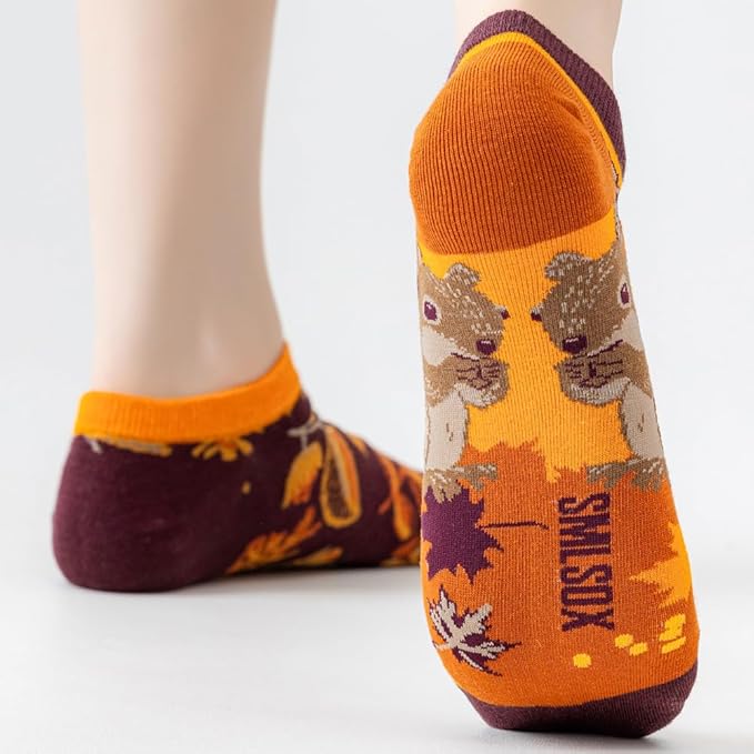 2 Pairs Funny Cartoon Animal Print Cotton Ankle Socks for Women Teens