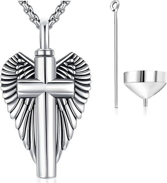 Aniu Cremation Jewelry for Ashes S925 Sterling Silver Urn Necklace Memorial Necklace for Human Ashes of Loved Ones Keepsake Pendant for Men Women