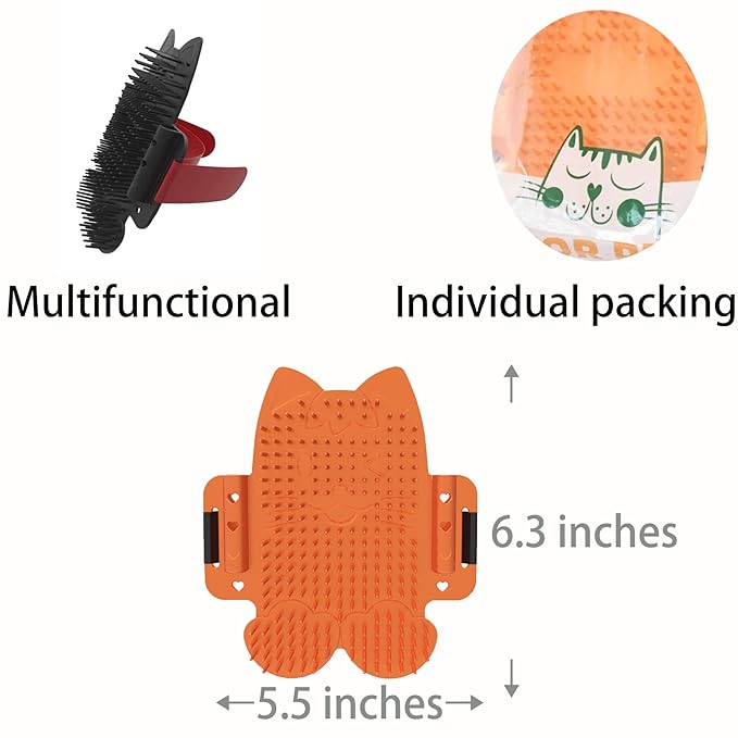 2 Packs Pet Self Groomer and Massage Combs, Cat Wall Scratcher with Catnip, Grooming Brushes for Long & Short Fur Cats, Dogs, and Kittens