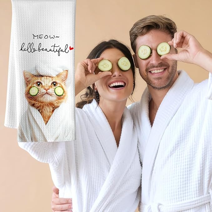 Cat Hand Towel,Funny Hand Towels,Cute Hand Towels,Cat Lady Gifts,Crazy Cat Lady,Cat Towels,Cat Dish Towel,Cat Mom Gifts,Cat Kitchen Towels,Funny Bathroom Hand Towels-Gifts for Cat Lovers for Women