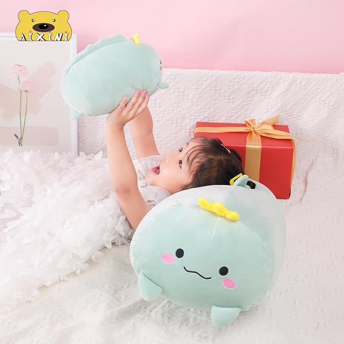 AIXINI 35.5 inch Cute Dinosaur Plush Stuffed Animal Cylindrical Body Pillow,Super Soft Cartoon Hugging Toy Gifts