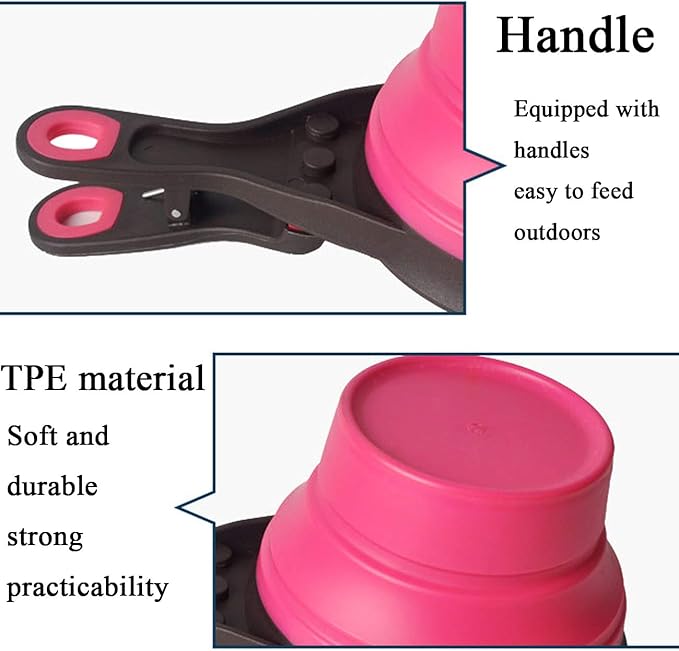 Collapsible Pet Scoop Silicone Measuring Cups Set Sealing Clip 3 in 1 Multi-Function Scoop Bowls Bag Clip Dog Snack Measuring Cup for Dog Cat Food Water Set of 2 (1 Cup & 1/2 Cup Capacity)