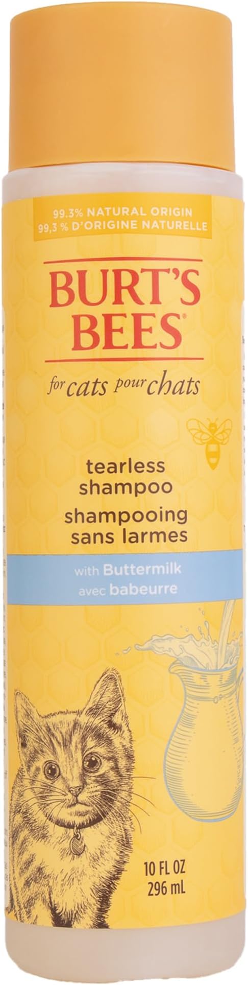 Burt's Bees for Pets Tearless Kitten Shampoo with Buttermilk, 99.3% Natural Origin Formulas, Pet Shampoo for Cats, Gentle Cat Shampoo, Cat Shampoo for Itchy Skin, 10 oz