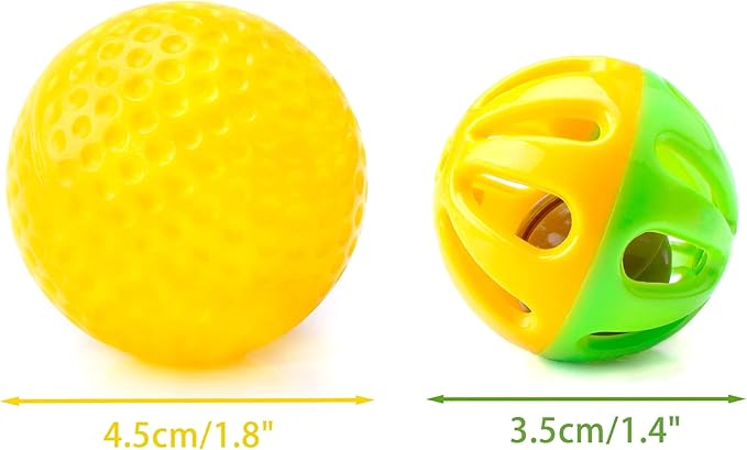 CHIWAVA 36 Pack Plastic Noisy Cat Toy Balls with Bell Kitten Chases Toy 8 Type Assorted Color Size