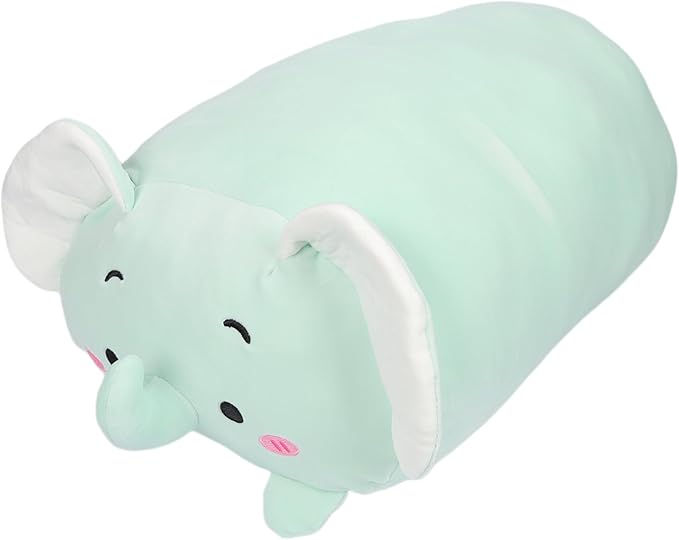 TemBe 23.6 inch Cute Large Elephant Plush Stuffed Animal Pillow, Very Soft Squish Mellow Hugging Toy Gifts for Bedding, Kids Sleeping Cute Pillow (Green Elephant)