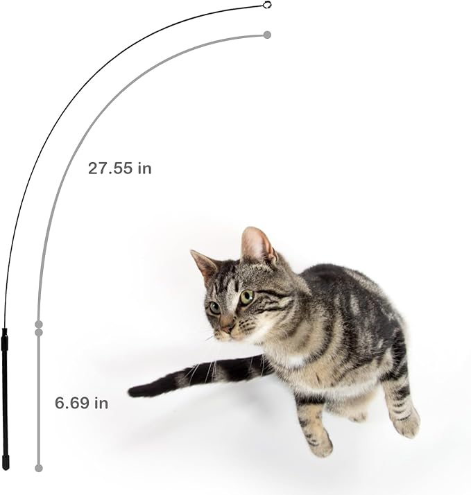 Cat Wand Toy for Indoor Cat Fishing Pole Kitten Feather Teaser Stick in Wood Handle Hunting Toys with Bells for Boredom and Chase an Ideal Kitty Pet Birthday (5 PCS)