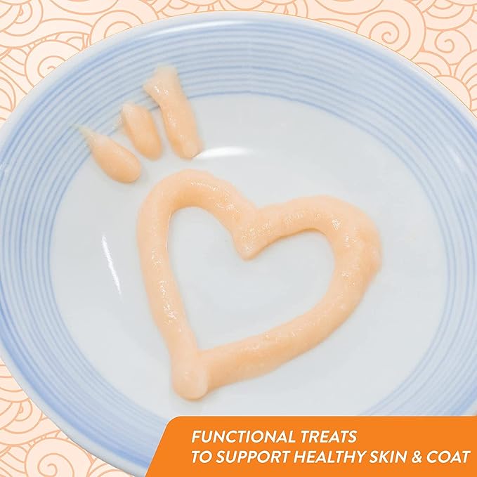 INABA Churu for Skin and Coat Lickable Purée Natural Cat Treats with Omega Oils, Taurine and Green Tea, 0.5 Ounces Each - Tuna Recipe (48 Tubes)