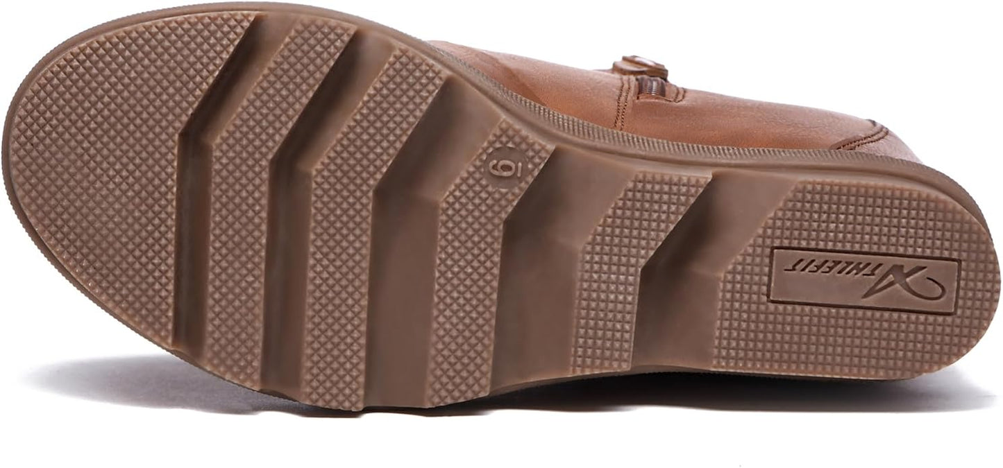 Athlefit Women's Wedge Boots Comfortable Ankle Wedge Booties