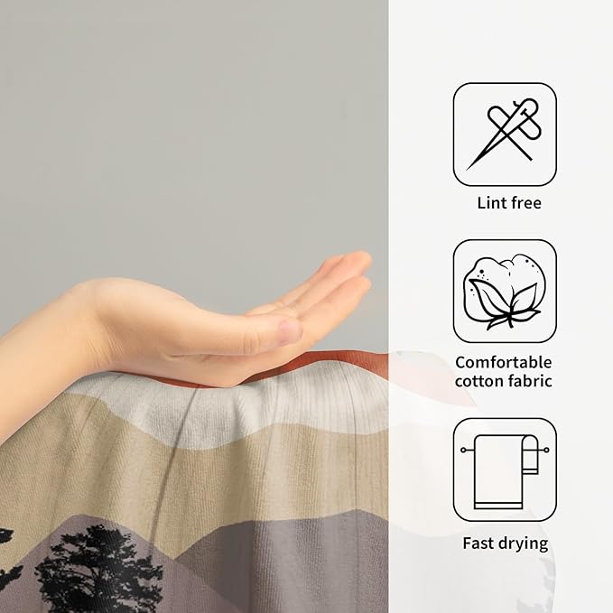 Rustic Bear Deer Hand Towels Forest Woodland Bath Towel Set of 2 Soft Kitchen Dish Towels Decorative Bathroom Towels for Face Guest Gym