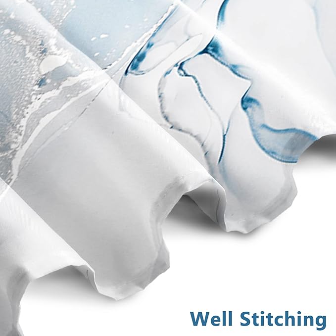 AWERT Blue Marble Shower Curtain for Bathroom Modern Blue White Marble Ink Shower Curtain with Hooks Washable Bathroom Accessories Bathtub Decor 36x72inch