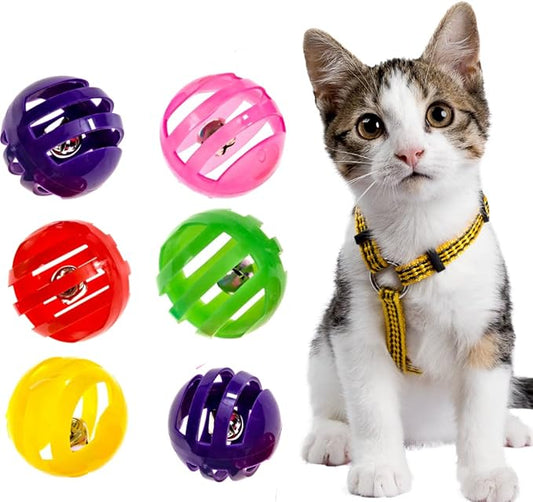 Frou.Frou 10 Cat Bell Balls Plastic Ball Cat Toys for Interactive Play, Assortment Toys for Indoor Cats & Kitten, Jingle Rattle Toy Assorted Color