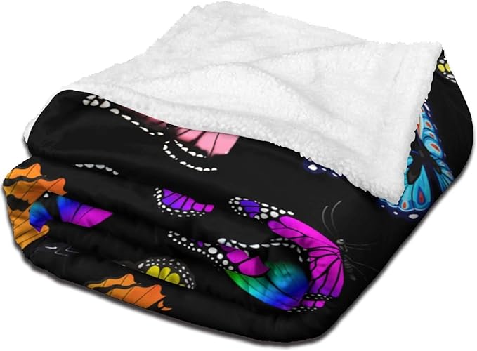 Fuzzy Throw Blanket 350 GSM Fleece Ultra-Soft Microfiber Blanket for Adults Kids Gift Couch, Sofa, Bed Butterfly Black 60"x50"