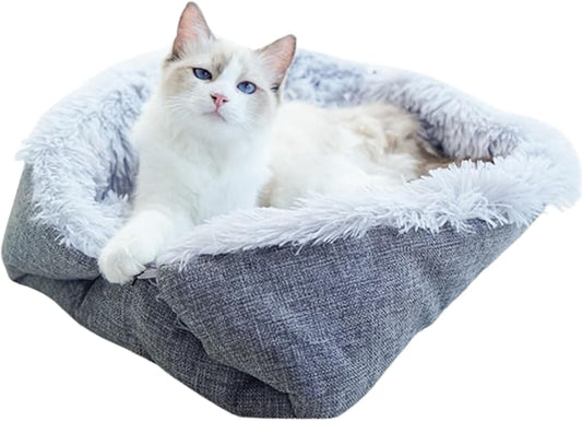 Cat Beds Small Dog Bed, Self Warming Cat Dog Mat Washable Warm Fluffy Pet Pad Calming Cushion Soft Kitty Bed for Indoor Outdoor Crate Pets Cat Small Dog Sleeping (Grey)