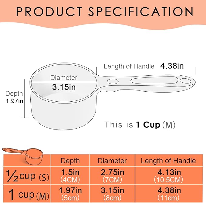 SUPERDESIGN 1 Cup Dog Food Scoop for Container Melamine Measuring Scoop for Dogs Cats Birds and Rabbits Pet Food Feeding Scoop Dishwasher Safe - Orange