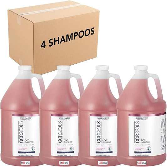 Bobbi Panter Gorgeous Dog Shampoo for Brightening & Whitening - Natural Ingredients, Tear-Free, Paraben-Free, pH-Balanced, 20:1 Concentrated Formula, Peach Scent, 1 Gal. (Case of 4)