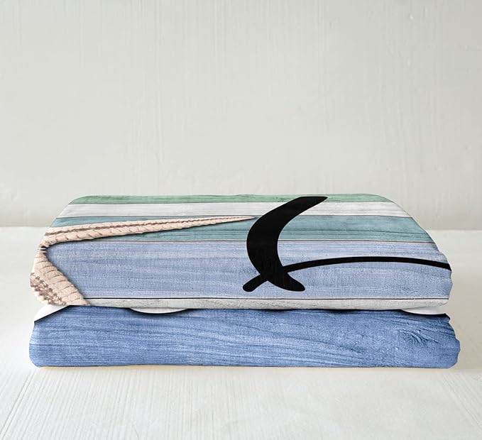 Beach Theme Blanket,Cute Starfish Throw Blanket for Bed Couch Sea Ocean Themed Fleece Queen Size Coastal Sealife Sherpa Flannel,Vintage Rustic Farmhouse Decor Colorful Striped Bedroom Decor